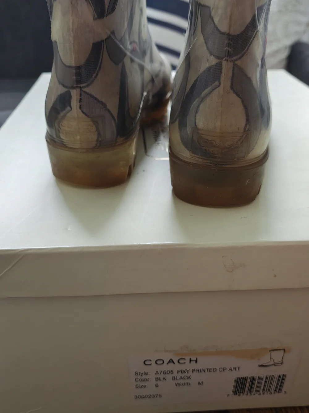 Coach Gray Signature Logo Rain Boots
